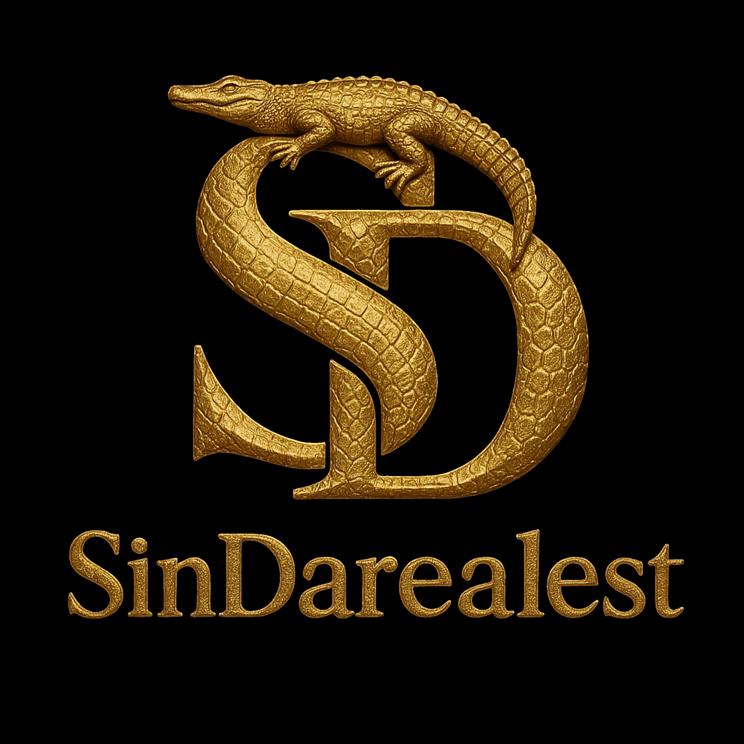 Logo SinDarealest SD vàng kim vân da cá sấu